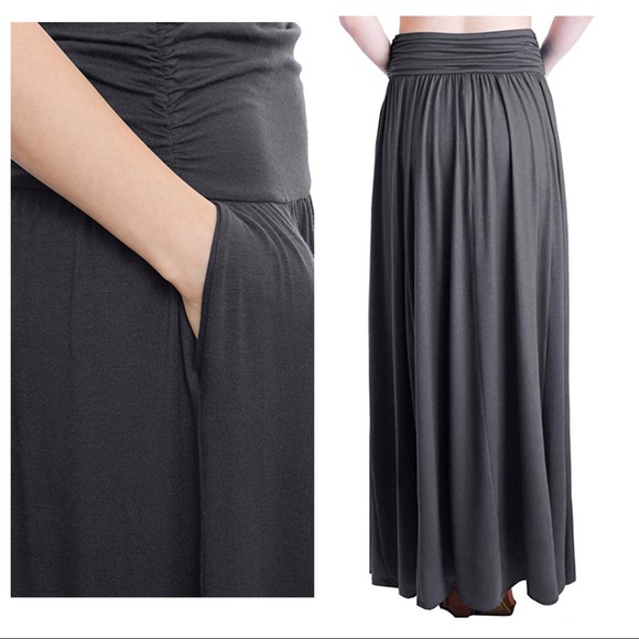 🎊RESTOCKED🆕Charcoal Maxi Skirt w Pockets🖤NWT🖤 - Picture 3 of 7